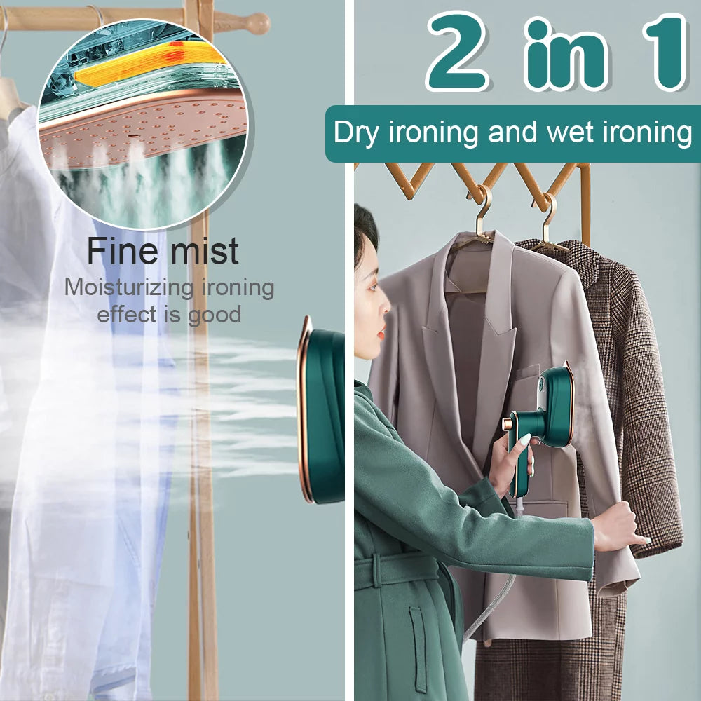 Portable Steam Iron ,Handheld Garment Steamer Fast Heat Wet and Dry Dual Use for Fabric Clothes Home and Travel