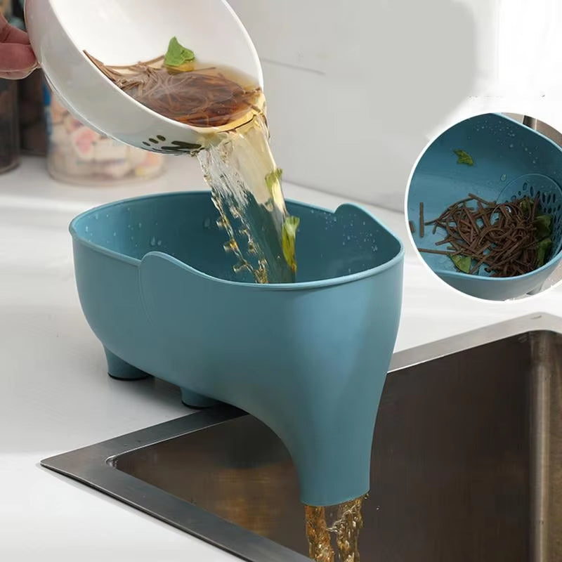 Elephant Drain Basket Multi-Purpose Kitchen Storage Drain Basket Household Fruit and Vegetable Basket Plastic Drain Basket