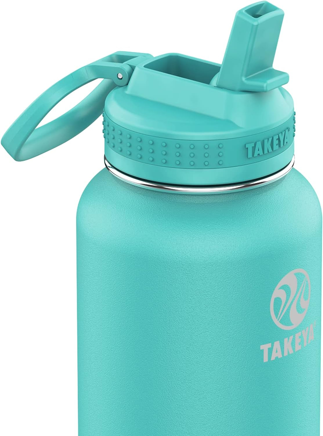 Pickleball Stainless Steel Insulated Water Bottle with Choice of Lid and Carry Handle, 32 Ounce, Dropshot Teal