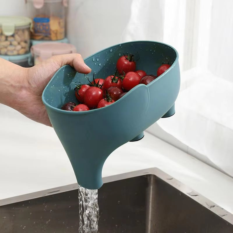 Elephant Drain Basket Multi-Purpose Kitchen Storage Drain Basket Household Fruit and Vegetable Basket Plastic Drain Basket