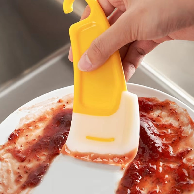 Cleaning Silicone Spatula Kitchen Scraper Soft Blade Scraper Brush Dirty Pan Pot Dishes Cleaner Tools Silicone Kitchen Utensils