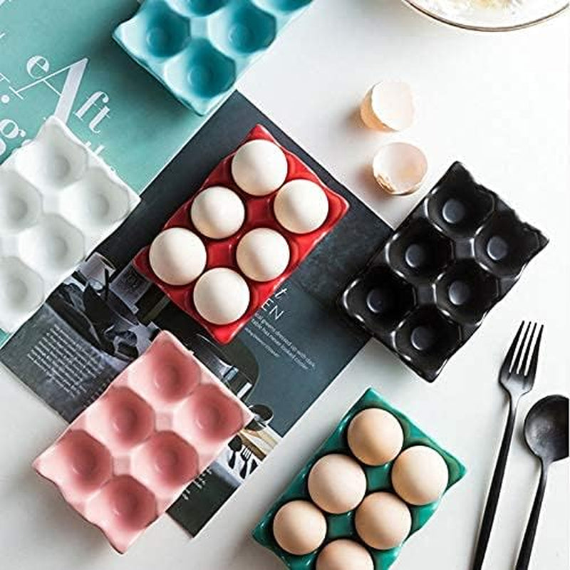 6 Cups Egg Tray Serveware, Eggs Dispenser, Egg Holder Set Kitchen Restaurant Fridge Storage Decorative Accessory (Pink)