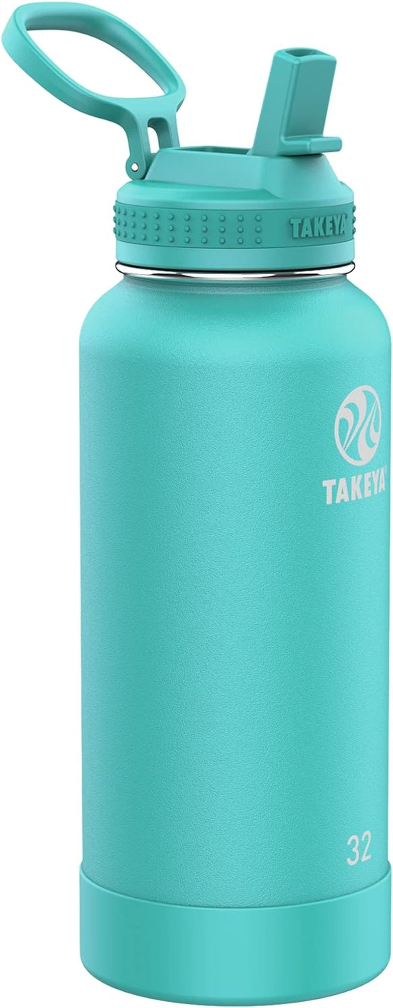 Pickleball Stainless Steel Insulated Water Bottle with Choice of Lid and Carry Handle, 32 Ounce, Dropshot Teal